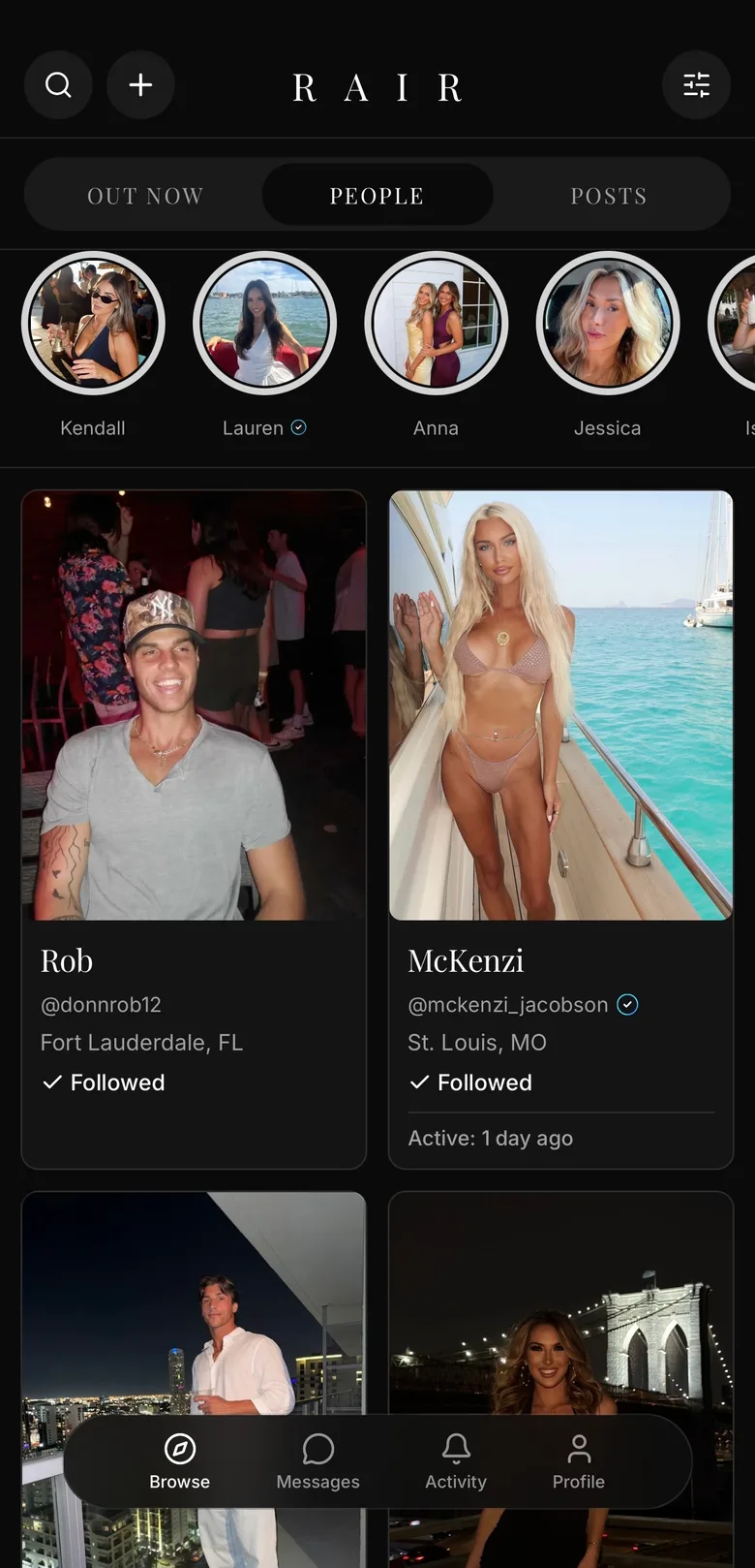 Discover People screen